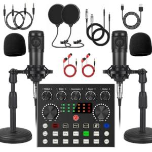 V8s for 2, V8s Voice Changer with BM-800 Podcast Microphone Bundle - Studio Condenser Microphone Perfect for Podcasting, Recording, Singing, Streaming and Gaming