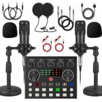 V8s for 2, V8s Voice Changer with BM-800 Podcast Microphone Bundle - Studio Condenser Microphone Perfect for Podcasting, Recording, Singing, Streaming and Gaming