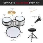 Best Choice Products 3-Piece Beginner Drum Set for Kids Juniors, w/Throne Stool, Cymbal, Drum Sticks, Bass Drum Pedal, 2 Toms - Silver Sparkle