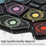 2025 Upgrade Electronic Drum Set 9-Pad Roll-Up – Portable Silicone Drum Kit with 2 Pedals, Built-in Speakers, MIDI & Headphone Jack – Ideal for Practice & Travel (Stripe pattern)