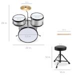 Best Choice Products 3-Piece Beginner Drum Set for Kids Juniors, w/Throne Stool, Cymbal, Drum Sticks, Bass Drum Pedal, 2 Toms - Silver Sparkle