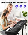 KEYIVOX 61-Key Electronic Keyboard Piano for Beginners with 200 Tones & Rhythms, Microphone, Learning Features, and Piano Note Stickers