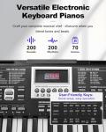 KEYIVOX 61-Key Electronic Keyboard Piano for Beginners with 200 Tones & Rhythms, Microphone, Learning Features, and Piano Note Stickers