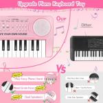 Kids Toddler Toy Piano Keyboard, 37 Key Pink Pianos for Kid Music Toys Instruments with Microphone for 3 4 5 6 7 8 Year Old Girl Boy Birthday/Christmas Day Gift