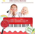 Kids Toddler Toy Piano Keyboard, 37 Key Pianos for Kid Music Toys Instruments with Microphone Dual Speaker Ideal for 3 4 5 6 7 8 Year Old Girl Boy Birthday/Christmas Day Gift (Red)