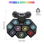 2025 Upgrade Electronic Drum Set 9-Pad Roll-Up – Portable Silicone Drum Kit with 2 Pedals, Built-in Speakers, MIDI & Headphone Jack – Ideal for Practice & Travel (Stripe pattern)