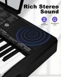 KEYIVOX 61-Key Electronic Keyboard Piano for Beginners with 200 Tones & Rhythms, Microphone, Learning Features, and Piano Note Stickers