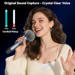 AFUOO Wireless Microphone Set for Singing, Speech & Karaoke, 2.4GHz Dual-Mic Receiver, 200ft, Storage Bag Included, Metal Cordless Mic 2 Pack for Karaoke Machines, PA Systems, PartyBox, Gray-Blue