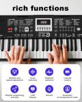 KEYIVOX 61-Key Electronic Keyboard Piano for Beginners with 200 Tones & Rhythms, Microphone, Learning Features, and Piano Note Stickers
