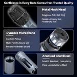 AFUOO Wireless Microphone Set for Singing, Speech & Karaoke, 2.4GHz Dual-Mic Receiver, 200ft, Storage Bag Included, Metal Cordless Mic 2 Pack for Karaoke Machines, PA Systems, PartyBox, Gray-Blue