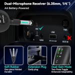 AFUOO Wireless Microphone Set for Singing, Speech & Karaoke, 2.4GHz Dual-Mic Receiver, 200ft, Storage Bag Included, Metal Cordless Mic 2 Pack for Karaoke Machines, PA Systems, PartyBox, Gray-Blue