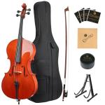 Cecilio 3/4 Size Cello, Beginner Cello 3/4, Acoustic Cello Set with Portable Bag, Bow, Rosin, Stand, String Musical Instruments for School Orchestras, Performances