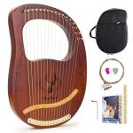 VixxNoxx Lyre Harp, 16-String Mahogany Lyra Harp Kit, Stringed Musical Instruments with Tuning Wrench Bag Instructions Extra Strings for Beginners Adults