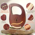 VixxNoxx Lyre Harp, 16-String Mahogany Lyra Harp Kit, Stringed Musical Instruments with Tuning Wrench Bag Instructions Extra Strings for Beginners Adults