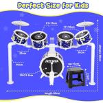 Toy Drum Set for Kids Toddler Jazz Drum Kit with 5 Drums Musical Instruments Toys for 3 4 5 Year Old Boys Girls Gifts Ages 3-5