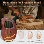 VixxNoxx Lyre Harp, 16-String Mahogany Lyra Harp Kit, Stringed Musical Instruments with Tuning Wrench Bag Instructions Extra Strings for Beginners Adults