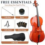 Cecilio 3/4 Size Cello, Beginner Cello 3/4, Acoustic Cello Set with Portable Bag, Bow, Rosin, Stand, String Musical Instruments for School Orchestras, Performances