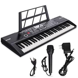 61 keys keyboard piano, Electronic Digital Piano with Built-In Speaker Microphone, Sheet Stand and Power Supply, Portable piano Keyboard Gift Teaching for Beginners