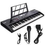 61 keys keyboard piano, Electronic Digital Piano with Built-In Speaker Microphone, Sheet Stand and Power Supply, Portable piano Keyboard Gift Teaching for Beginners