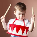 Kids Drum Set,8 in Wooden Toy Drum Set,Educational Baby Musical Toys Drum with Adjustable Strap 2 Drumsticks,Sensory Musical Instrument Drum Toy for Toddler Boys & Girls Gift(Red)