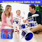 Toy Drum Set for Kids Toddler Jazz Drum Kit with 5 Drums Musical Instruments Toys for 3 4 5 Year Old Boys Girls Gifts Ages 3-5