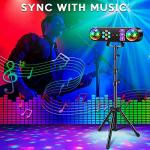 Telbum DJ Lights with Stand, 5 in 1 Party Bar Light Set with Rotating Ball, Strobe, UV, Colorful LED Par Light and Pattern, Sound Activated DJ Lighting System for Disco Stage Gig Band Wedding