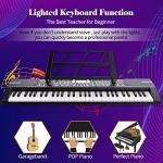 61 keys keyboard piano, Electronic Digital Piano with Built-In Speaker Microphone, Sheet Stand and Power Supply, Portable piano Keyboard Gift Teaching for Beginners