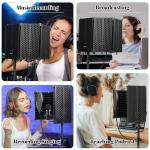 Microphone Stand With Isolation Shield,Recording Studio Equipment With Pop Filter,Tripod Stand, Foldable Mic Shield With Sound Insulation For Recording Studio, Podcasts,Broadcasting