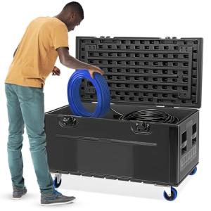 44" Heavy Duty ATA Rolling Cable Trunk Case, Stackable Road Case with Wheels for Pro Audio & DJ Equipment, Touring Transport and Secure Storage Utility Case