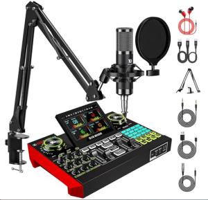 G10-P15 Podcast & DJ Equipment Bundle, Sound Card Interface + Cardioid P15 Mic + Versatile DJ Mixer, Ideal for Live Streaming, Gaming, Karaoke, YouTube Content