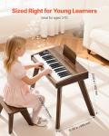 VEVOR Kids Piano Keyboard, 37 Key Wooden Digital Piano for Kids, Mini Music Educational Instrument Toy Set with Realistic Sound, Dual Power, Adjustable Volume for Toddlers, Boys Girls Learning,Walnut