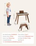 VEVOR Kids Piano Keyboard, 37 Key Wooden Digital Piano for Kids, Mini Music Educational Instrument Toy Set with Realistic Sound, Dual Power, Adjustable Volume for Toddlers, Boys Girls Learning,Walnut
