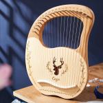 19-String Lyre Harp – Piano-Style Stringed Musical Instrument with Tuning Wrench and Spare Strings, Lightweight Portable Design for Beginners, Kids, and Music Enthusiasts (19 strings Wood)