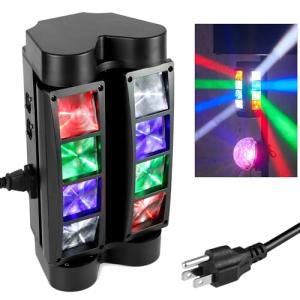 QWORK Moving Head DJ Lights, 8 x 3W RGBW Beam Stage Light, 540 Degree XY Axis with 4 Lighting Modes, Sound Activated DMX512 for Disco, Karaoke, Party, Stage, DJ Events