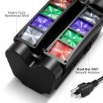 QWORK Moving Head DJ Lights, 8 x 3W RGBW Beam Stage Light, 540 Degree XY Axis with 4 Lighting Modes, Sound Activated DMX512 for Disco, Karaoke, Party, Stage, DJ Events