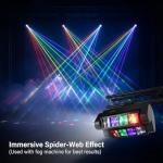 QWORK Moving Head DJ Lights, 8 x 3W RGBW Beam Stage Light, 540 Degree XY Axis with 4 Lighting Modes, Sound Activated DMX512 for Disco, Karaoke, Party, Stage, DJ Events