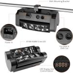 QWORK Moving Head DJ Lights, 8 x 3W RGBW Beam Stage Light, 540 Degree XY Axis with 4 Lighting Modes, Sound Activated DMX512 for Disco, Karaoke, Party, Stage, DJ Events