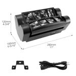 QWORK Moving Head DJ Lights, 8 x 3W RGBW Beam Stage Light, 540 Degree XY Axis with 4 Lighting Modes, Sound Activated DMX512 for Disco, Karaoke, Party, Stage, DJ Events