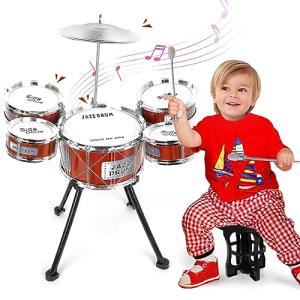 Toy Drum Kit for Kids 3-5 Toddler Rock Drum Set with 5 Drums Musical Instrument Toys for 3 4 5 Year Old Boys Girls Gifts 4-6