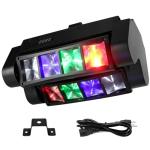 QWORK Moving Head DJ Lights, 8 x 3W RGBW Beam Stage Light, 540 Degree XY Axis with 4 Lighting Modes, Sound Activated DMX512 for Disco, Karaoke, Party, Stage, DJ Events