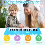 Toy Piano Keyboard for Kids Upgrade Electric Pianos Toys for 3 4 5 6 7 8 Year Old Girls Boys Beginners Keyboards with Microphone Toy for 3+ Year Old Kid Gifts (Blue)