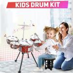 Toy Drum Kit for Kids 3-5 Toddler Rock Drum Set with 5 Drums Musical Instrument Toys for 3 4 5 Year Old Boys Girls Gifts 4-6