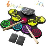 Miortior Electronic Drum Set, 10 Pads Roll-up Drum Practice Pad with Drum Pedals & Sticks, Built-in Speaker with Headphone Jack, Great Christmas & Birthday Gift for Kids
