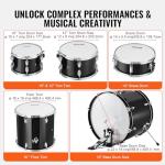 VEVOR Adult 5-Piece Drum Set, 22 Inches Complete Full Size Kit with Bass, Toms, Snare, Floor, Adjustable Throne, Stands, Cymbal, Hi-Hat Pedal and Drumsticks, Black
