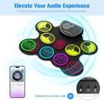 Miortior Electronic Drum Set, 10 Pads Roll-up Drum Practice Pad with Drum Pedals & Sticks, Built-in Speaker with Headphone Jack, Great Christmas & Birthday Gift for Kids