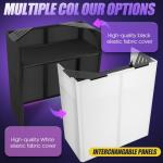 Portable DJ Facade Table Station, 44"x41"x21" DJ Event Booth Facade with Black & White Scrim, Metal Foldable Frame DJ Stand with Carrying Bag