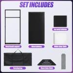 Portable DJ Facade Table Station, 44"x41"x21" DJ Event Booth Facade with Black & White Scrim, Metal Foldable Frame DJ Stand with Carrying Bag