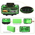 Large Rolling DJ Cable Bag, Green Padded Gig Bag with Detachable Trolley & Divider, 600D Oxford Music Gear Case with Multi Pockets for 15.6" Laptop, DJ Cables, Microphones, Sound Equipment Storage