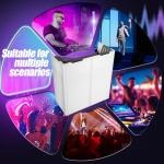 Portable DJ Facade Table Station, 44"x41"x21" DJ Event Booth Facade with Black & White Scrim, Metal Foldable Frame DJ Stand with Carrying Bag