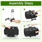 Large Rolling DJ Cable Bag, Green Padded Gig Bag with Detachable Trolley & Divider, 600D Oxford Music Gear Case with Multi Pockets for 15.6" Laptop, DJ Cables, Microphones, Sound Equipment Storage